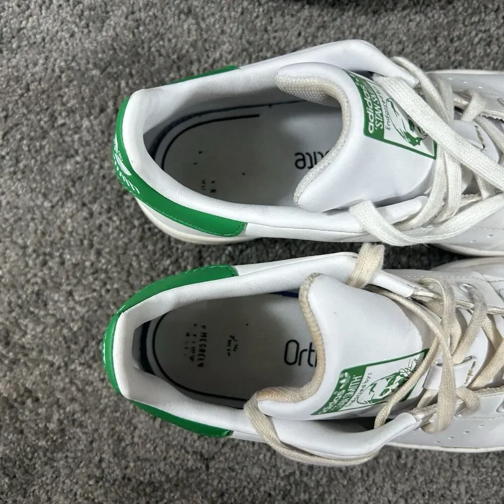 Adidas Originals Stan Smith Kids Youth Size 3 White Green Athletic Shoes Used